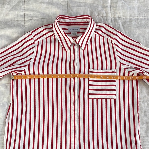 🎪 [Liz Claiborne] Striped Button-down Shirt size M - Picture 10 of 12